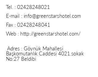 Green Stars Hotel iletiim bilgileri